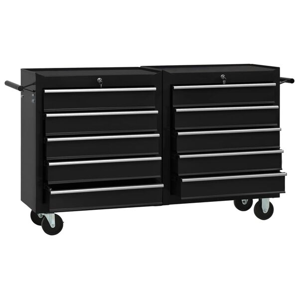 vidaXL Carrello Porta Attrezzi con 5 Cassetti Nero 69x33x77 cm Acciaio