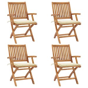 vidaXL Sedie Pieghevoli con Cuscini 4 pz Massello di Teak