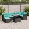 vidaXL Set Divani da Giardino con Cuscini 8pz Nero Polyrattan Acacia