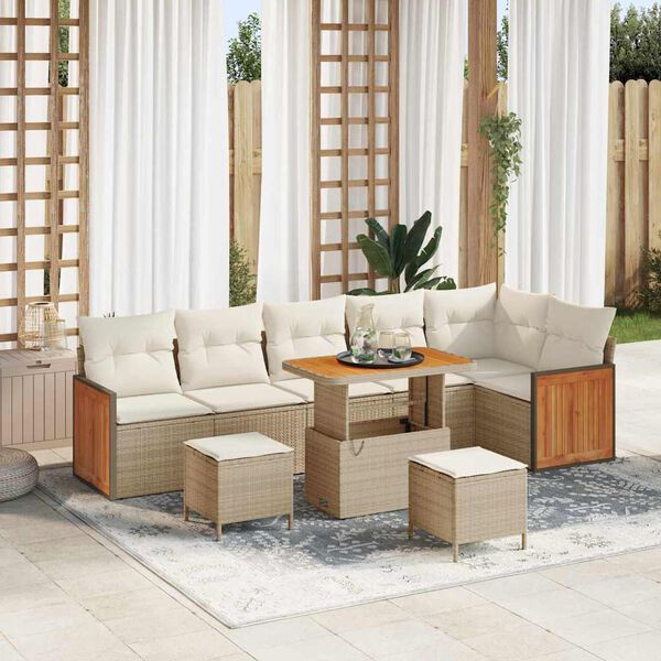 vidaXL Set Divano da Giardino 11 pcs Beige e Crema polyrattan