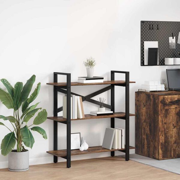 vidaXL Libreria Rovere fum&eacute; 100 x 33,5 x 102 cm Legno multistrato