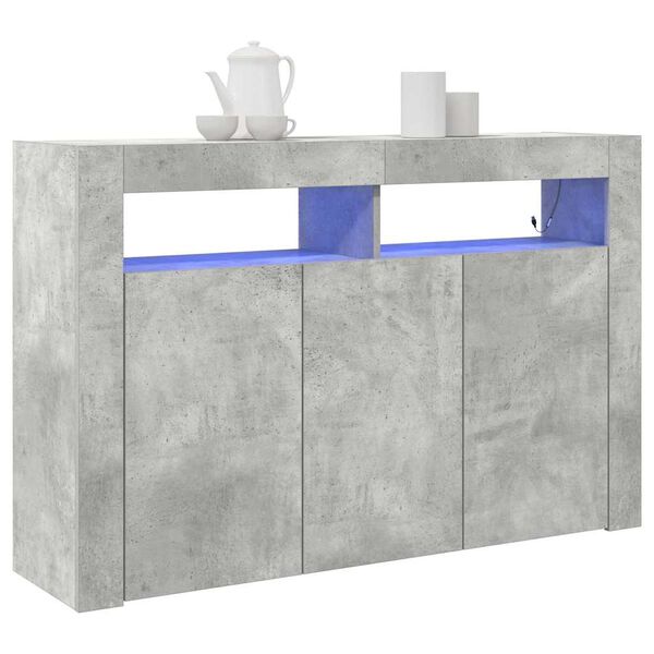 vidaXL Credenza Grigio cemento 116 x 30 x 75 cm Legno multistrato