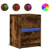 vidaXL Comodini con Luci LED 2pz Rovere Fumo in Legno Multistrato