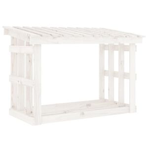vidaXL Portalegna Bianco 108x64,5x77 cm in Legno Massello di Pino