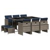 vidaXL Set da pranzo da giardino da 11 pz con Cuscini in Polyrattan Grigio