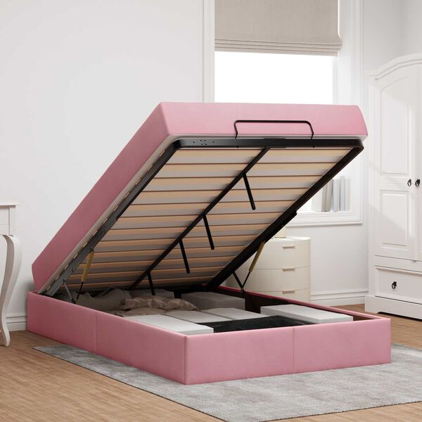 vidaXL Struttura letto con materasso con materasso 2 pcs Rosa Velluto