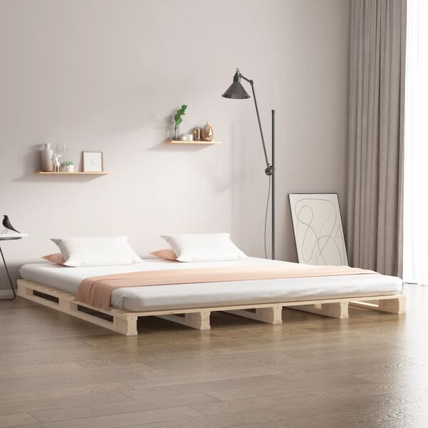 vidaXL Letto a Pallet 180x200 cm Super King in Legno Massello