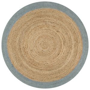 vidaXL Tappeto Lavorato a Mano in Juta con Bordo Verde Oliva 120 cm