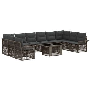vidaXL Set Divano da Giardino 11 pz Grigio e Grigio Scuro polyrattan