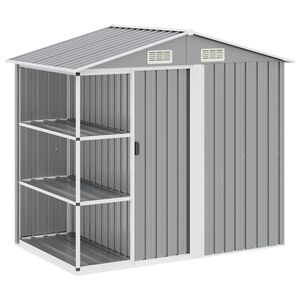 vidaXL Capanno da Giardino con Scaffali Grigio 205x130x183 cm in Ferro