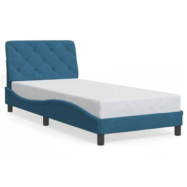 vidaXL Letto con Materasso Blu 90x190 cm in Velluto