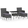 vidaXL Set Pranzo da Giardino 5 pz Polyrattan e Vetro Temperato Grigio
