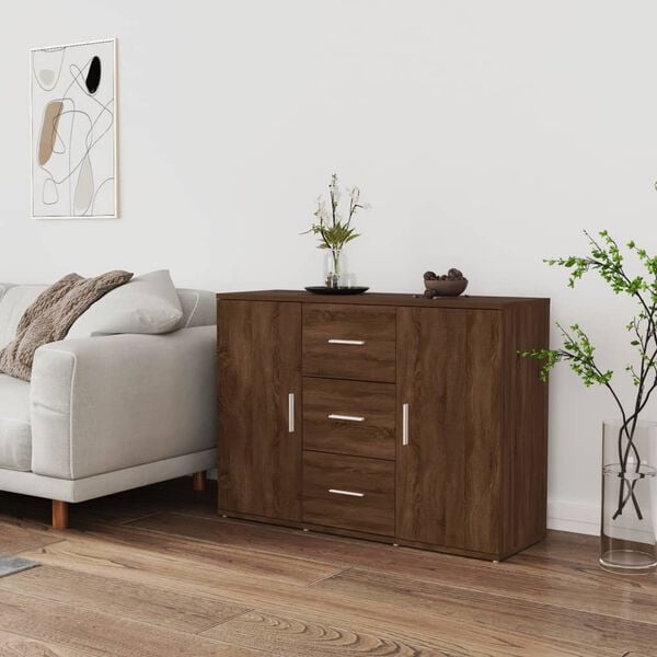 vidaXL Credenza Rovere Marrone 91x29,5x65 cm in Legno Multistrato