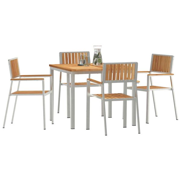 vidaXL Set da pranzo per esterni 5 pcs Marrone Legno di teak solido