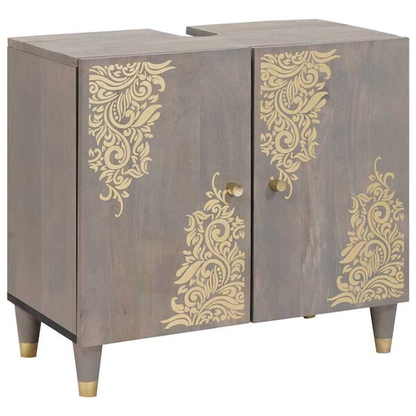 vidaXL Set di Armadi da Bagno 4 pcs Grigio Legno di mango massello