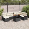 vidaXL Set Divano da Giardino con cuscino 9 pcs Nero Poly Rattan