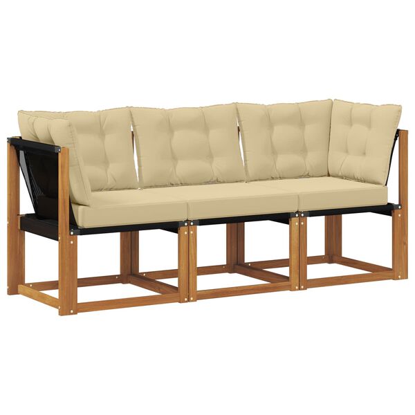 vidaXL Divano modulare da esterno e angolare 3 Pezzo Naturale