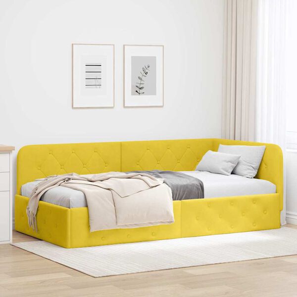 vidaXL Cornice del letto ad angolo Giallo 90 x 200 cm Velluto