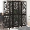 vidaXL Divisorio Ambienti 5 Pannelli Nero Legno Massello di Paulownia