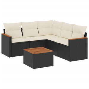 vidaXL Set Divano da Giardino 6 pz con Cuscini Nero in Polyrattan