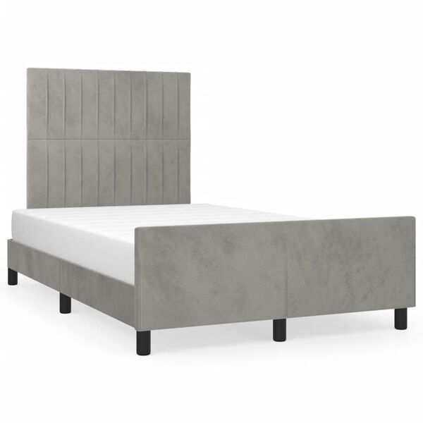 vidaXL Giroletto senza Materasso Grigio Chiaro 120x190 cm Velluto