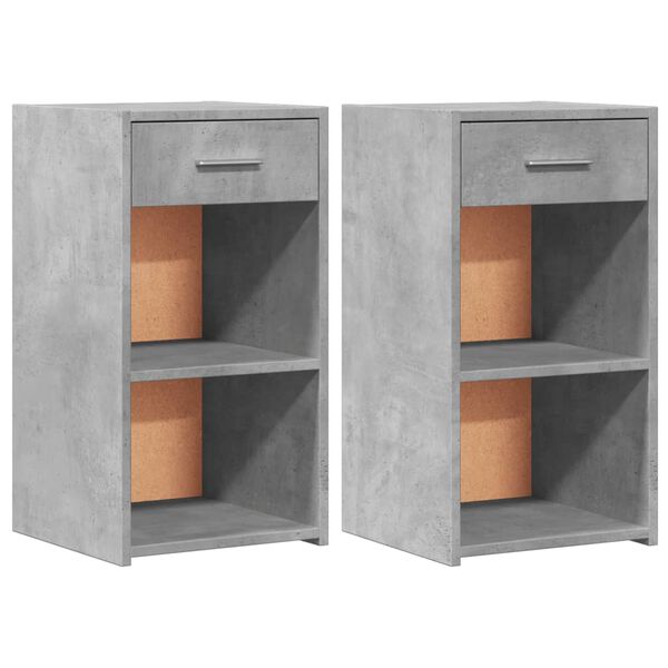 vidaXL Comodini 2 pz Grigio Cemento 35x34x65 cm in Legno Multistrato