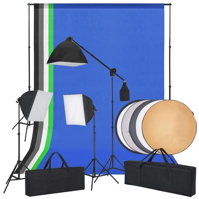vidaXL Kit Studio Fotografico con Luci Softbox Sfondi e Riflettore
