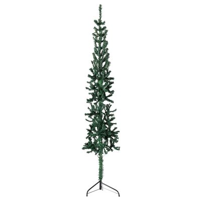 vidaXL Albero Natale Artificiale Sottile a Metà Supporto Verde 180 cm