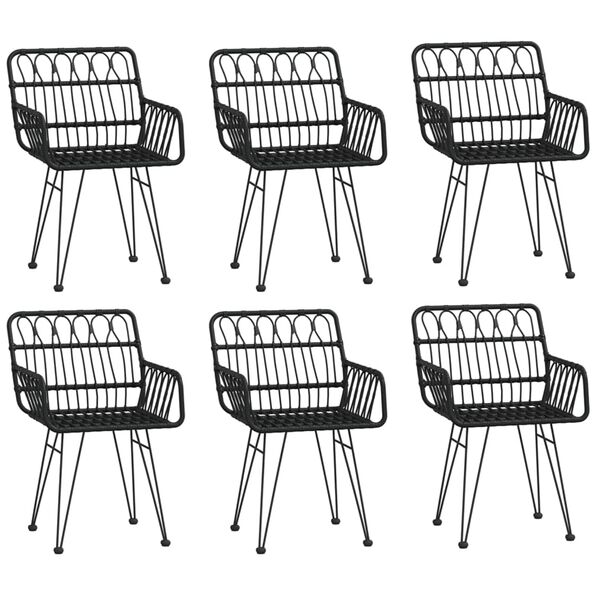 vidaXL Set da Pranzo da Giardino 7 pz Nero in Polyrattan