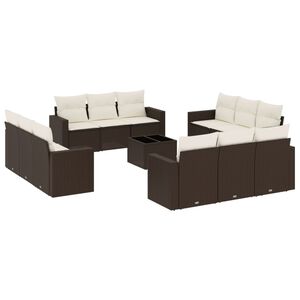 vidaXL Set Divani da Giardino 13 pz con Cuscini Marrone in Polyrattan