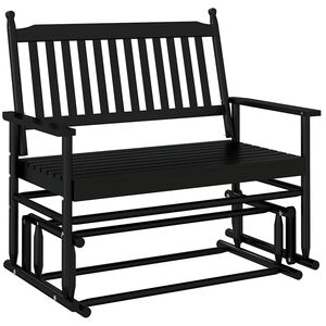 vidaXL Panca a Dondolo Nera 118x70x104,5cm in Legno Massello di Pioppo