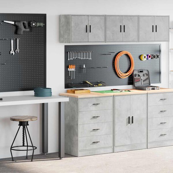 vidaXL Armadi da Garage 2 pz Grigio Cemento in Legno Multistrato