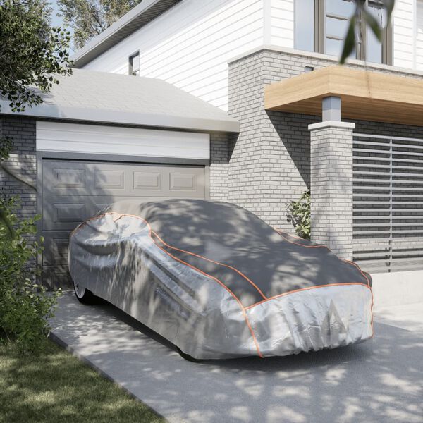 vidaXL Telo Copriauto per Berlina Antigrandine XL Grigio e Argento