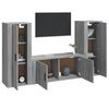 vidaXL Set Mobili Porta TV 3 pz Grigio Sonoma in Legno Multistrato