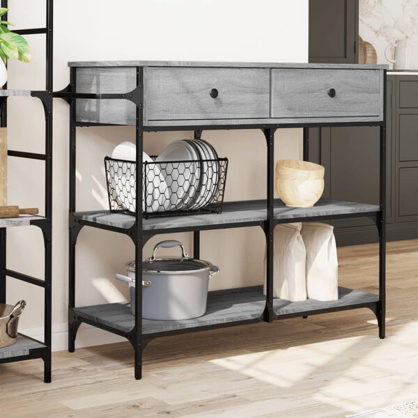 vidaXL Carrello Cucina Grigio Sonoma 105x42x95 cm in Legno Multistrato