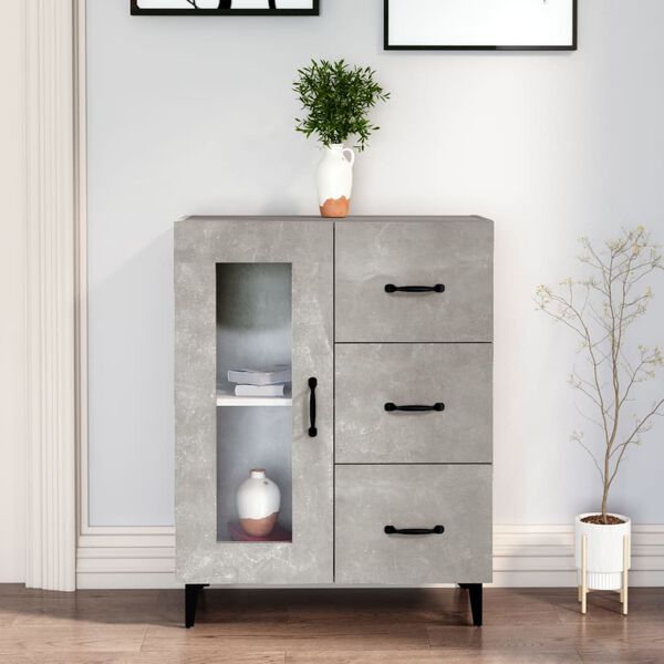 vidaXL Credenza Grigio Cemento 69,5x34x90 cm in Legno Multistrato