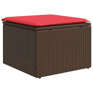 vidaXL Sgabello da giardino con cuscino marrone 55x55x37 cm in polyrattan