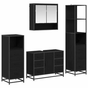 vidaXL Set di mobili per il bagno 4 pz Rovere Nero 80 x 33 x 60 cm