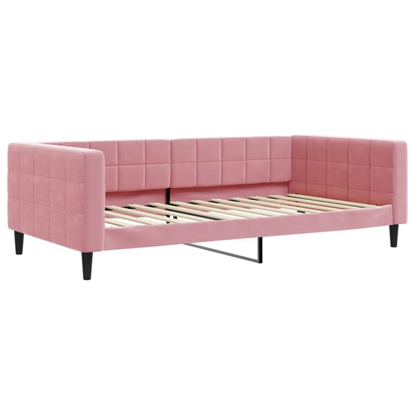 vidaXL Divano Letto Estraibile con Materassi Rosa 100x200 cm Velluto