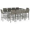 vidaXL Set da Bar da Giardino 11 pz Grigio in Polyrattan