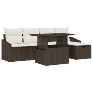 vidaXL Set Divano da Giardino con cuscino 6 pcs Marrone polyrattan