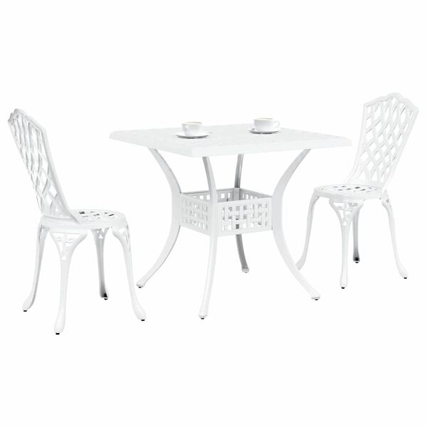 vidaXL Set di Tavolo da Giardino 3 pcs Bianco Alluminio pressofuso