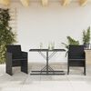 vidaXL Set da Bistr&ograve; 3 pz con Cuscini Nero in Polyrattan