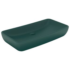 vidaXL Lavabo Lusso Rettangolare Verde Scuro Opaco 71x38 cm Ceramica