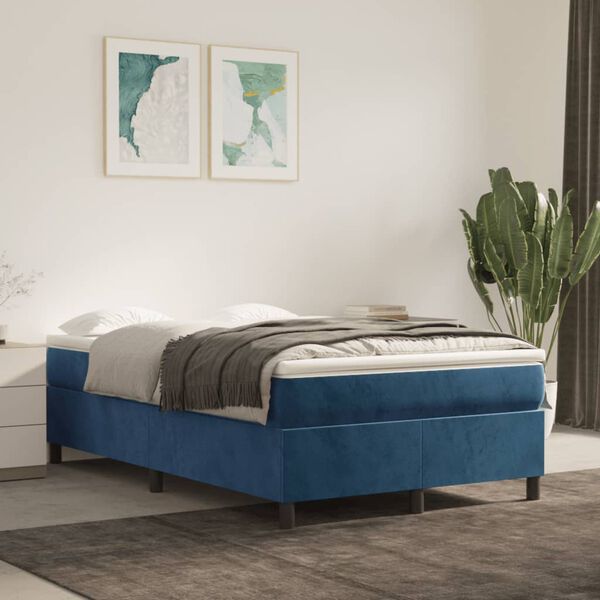 vidaXL Struttura Letto a Rete a Molle Blu Scuro 120x200 cm in Velluto