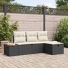 vidaXL Set Divano da Giardino con cuscino 4 pcs Nero polyrattan