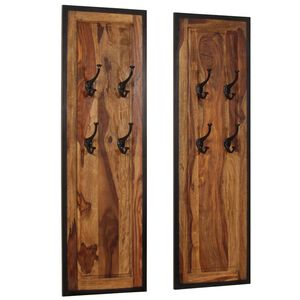vidaXL Appendiabiti 2 pz in Legno Massello di Acacia