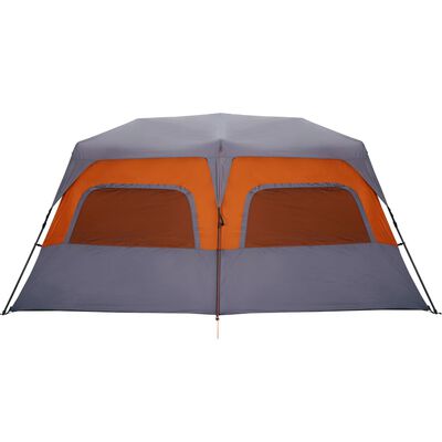 vidaXL Tenda Campeggio 10 Persone Grigio e Arancione Impermeabile