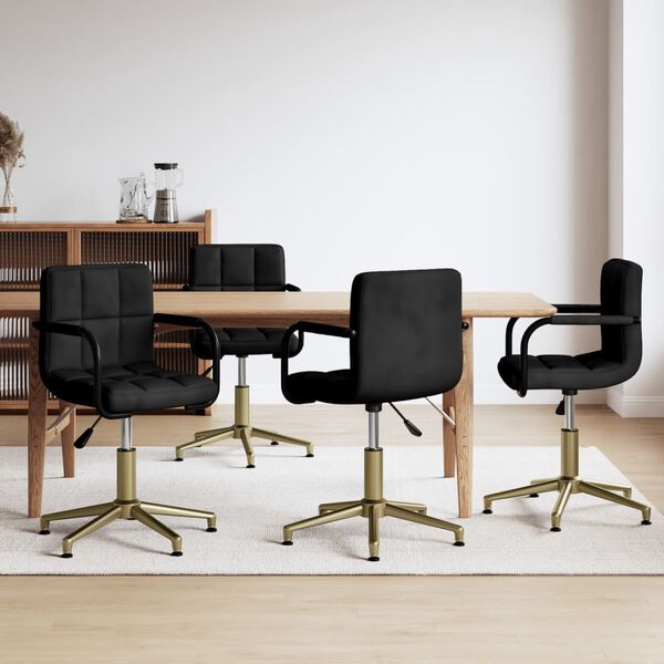 vidaXL Sedie da Pranzo Girevoli 4 pz Nere in Velluto