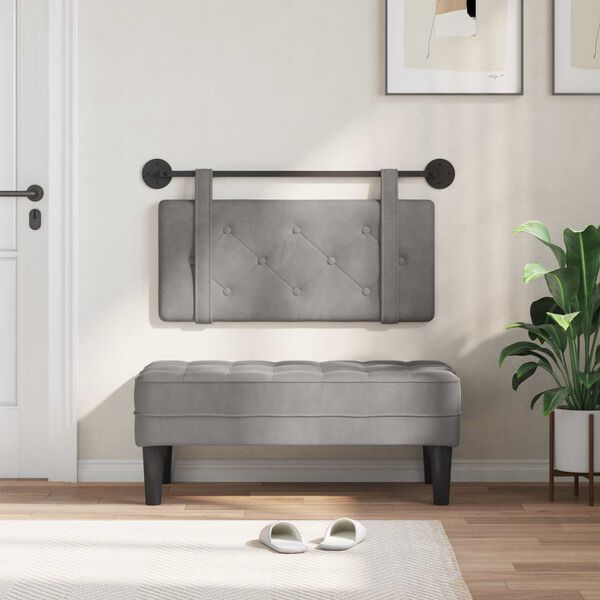 vidaXL Testata appesa Grigio chiaro 100 x 55 x 5 cm Velluto